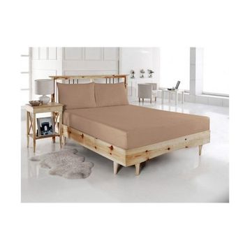 Kırmızı Home Kahve Çift Kişilik Lastikli Çarşaf Seti