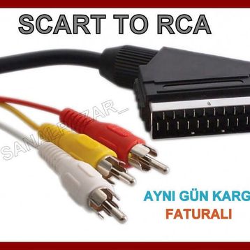 Kırmızı Sarı Beyaz Televizyon Uydu Video Scart Kablo