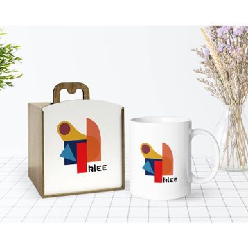 Kişiye Özel Ahşap Kutuda Klee Style Tasarımlı Beyaz Kupa Bardak