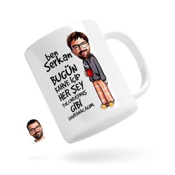 Kişiye Özel Erkek Her Şey Yolundaymış Gibi Karikatürlü Beyaz Kupa