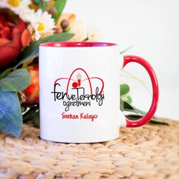 Kişiye Özel Fen Ve Teknoloji Öğretmeni-Kırmızı Kupa Bardak