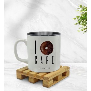 Kişiye Özel İ Dont Care Tasarımlı İçi Siyah Renkli Model 1 Kupa
