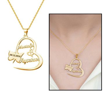 Kişiye Özel İsim Tarih Yazılı Gold 925 Ayar Gümüş Kelebek KalpKadın Gümüş Kolye