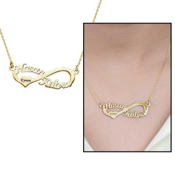 Kişiye Özel İsim Yazılı Gold 925 Ayar Sonsuzluk Kadın Gümüş Kolye