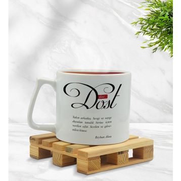 Kişiye Özel Mânâ Dost Beyaz Kupa Bardak