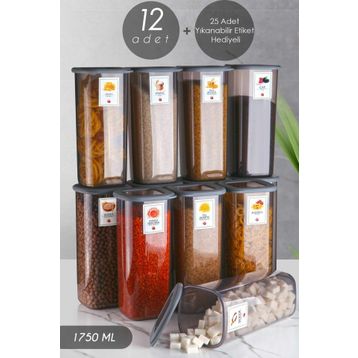 Kitchen Life 12 Adet 1750 ml Süper Set Jumbo Boy Erzak Saklama Kabı Seti