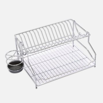 Kitchenox 21x32x54 cm Metal Kaşıklıklı Dikdörtgen 2 Katlı Bulaşıklık