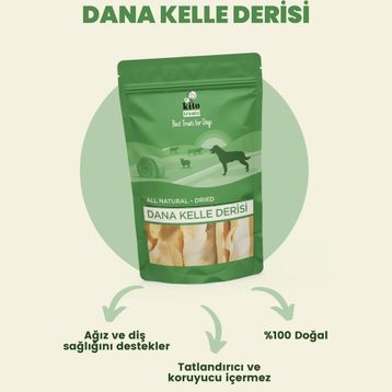 Kito 100 gr Kurutulmuş Dana Kelle Derisi Çiğnemelik Doğal Glutensiz Organik Köpek Ödül Maması