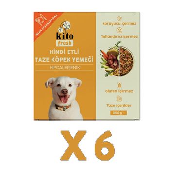 Kito Fresh Hindi Etli 6x250 gr Taze Köpek Yemeği