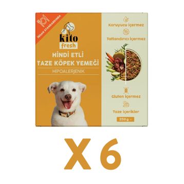Kito Fresh Hindi Etli 6x250 gr Taze Köpek Yemeği