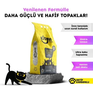 Kityus Aktif Karbonlu Sodyum Bentonit 5 lt Kedi Kumu