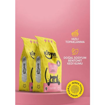 Kityus Bebek Pudralı Bentonit 2x10 lt Kedi Kumu