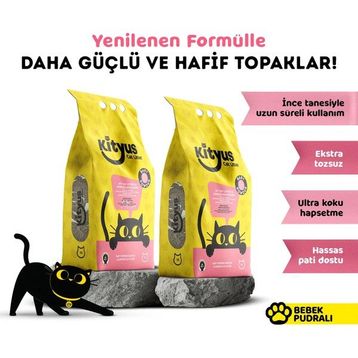 Kityus Bebek Pudrası Kokulu Sodyum Bentonit 2x10 lt Kedi Kumu
