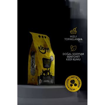 Kityus Ekstra Topaklanan İnce Taneli Tozsuz Aktif Karbonlu Bentonit 10 kg Kedi Kumu