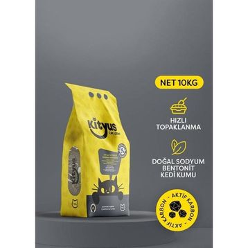 Kityus Ekstra Topaklanan İnce Taneli Tozsuz Aktif Karbonlu Bentonit 10 kg Kedi Kumu