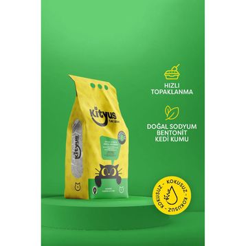 Kityus Hassas Kediler İçin Tozsuz Topaklanan Kokusuz Bentonit 5 lt Kedi Kumu