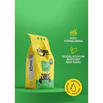Kityus Hassas Kediler İçin Tozsuz Topaklanan Kokusuz Bentonit 5 lt Kedi Kumu