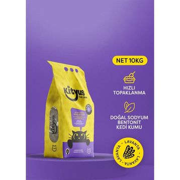 Kityus Topaklanan İnce Taneli Lavanta Kokulu Bentonit 10 kg Kedi Kumu