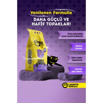 Kityus Topaklanan İnce Taneli Lavanta Kokulu Bentonit 10 kg Kedi Kumu