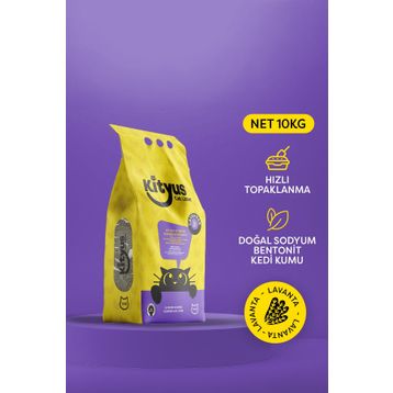 Kityus Topaklanan İnce Taneli Lavanta Kokulu Bentonit 10 kg Kedi Kumu