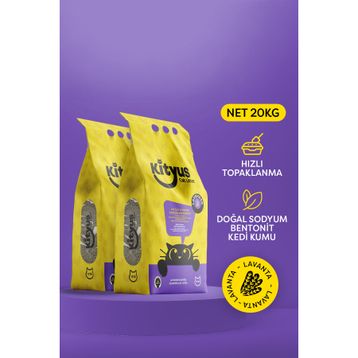 Kityus Topaklanan İnce Taneli Lavanta Kokulu Bentonit 2x10 kg Kedi Kumu