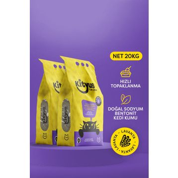 Kityus Topaklanan İnce Taneli Lavanta Kokulu Bentonit 2x10 kg Kedi Kumu