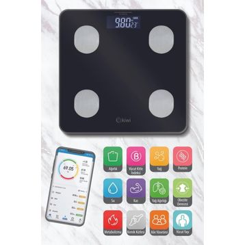 Kiwi KBS-1085 Akıllı Siyah Banyo Baskülü