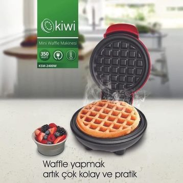 Kiwi Ksm-2400W Kırmızı Yapışmaz Plakalı Mini Waffle Makinesi