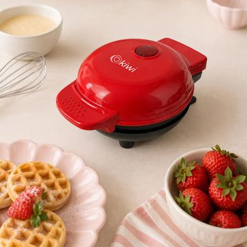 Kiwi Ksm-2400W Kırmızı Yapışmaz Plakalı Mini Waffle Makinesi