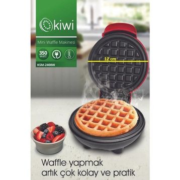 Kiwi Ksm-2400W Kırmızı Yapışmaz Plakalı Mini Waffle Makinesi