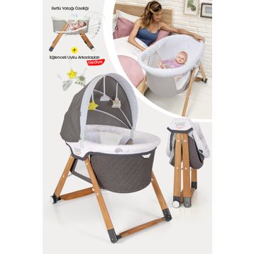 Kiwi KW-2001 Gri Sleeper Anne Yanı Reflü Ayarlı Park Beşik