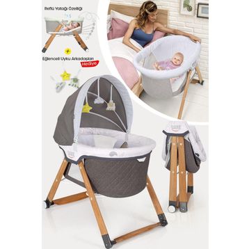 Kiwi KW-2001 Gri Sleeper Anne Yanı Reflü Ayarlı Park Beşik