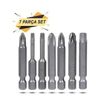 Klytek 7 Parça Matkap Bits Uç Vidalama Ucu Düz Yıldız Torx Uç