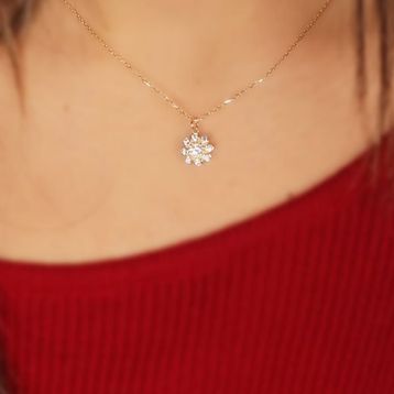 Koçak 14 Ayar Altın Taşlı Çiçek Kolye