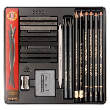 Koh-i Noor 8898 23'lü Gioconda Metal Kutu Karakalem Eskiz Seti