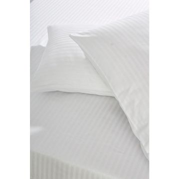 Komfort Home Beyaz Tek Kişilik Çizgili Pamuk Saten Çarşaf Seti