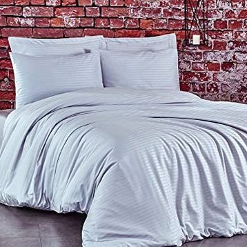 Komfort Home Çizgili Pamuk Saten Battal Boy Nevresim Takım