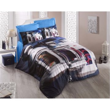 Komfort Home Mavi 3D Çift Kişilik Pamuk Saten 200 x 220 cm Nevresim Takımı