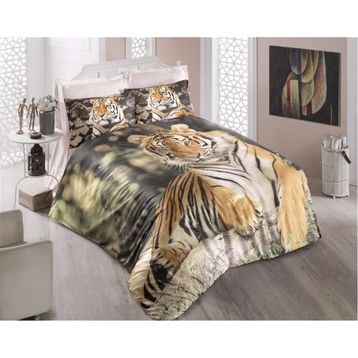 Komfort Home Mavi 3D Çift Kişilik Pamuk Saten 200 x 220 cm Nevresim Takımı