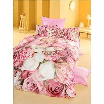 Komfort Home Mavi 3D Çift Kişilik Pamuk Saten 200 x 220 cm Nevresim Takımı
