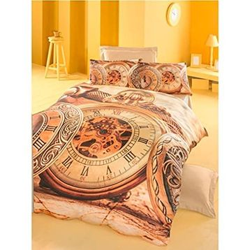 Komfort Home Mavi 3D Çift Kişilik Pamuk Saten 200 x 220 cm Nevresim Takımı