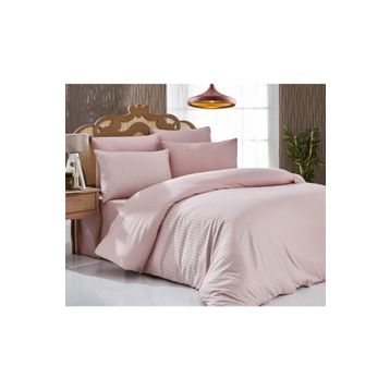 Komfort Home Pudra 2 Adet Çizgili Pamuk Saten Yastık Kılıfı