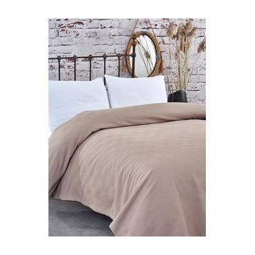 Komfort Home Sütlü Kahve Çift Kişilik Dama Desen %100 Pamuk Pike