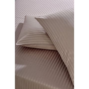 Komfort Home Sütlü Kahve Tek Kişilik Çizgili Pamuk Saten Çarşaf Seti