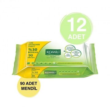 Komili 12'li Set 90 Yaprak Islak Havlu