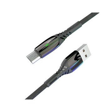 Konfulon S91 Ledli 1 mt 2.4A Siyah Micro USB Kablo