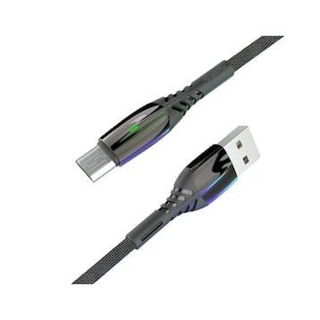 Konfulon S91 Ledli 1 mt 2.4A Siyah Micro USB Kablo
