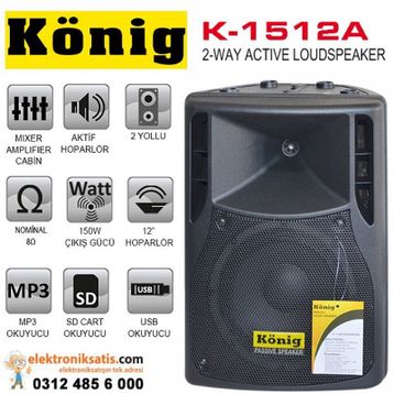 Konig K-1512A Aktif Kabin Hoparlör