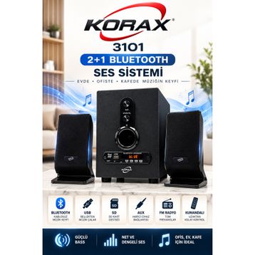 Korax KX-FM3101 Bluetooth 2+1 Ses Sistemi