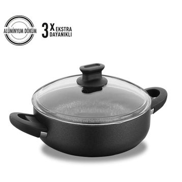 KORKMAZ A2877 Siyah Lina Kısa Tencere 24x7 cm 2.7 litre